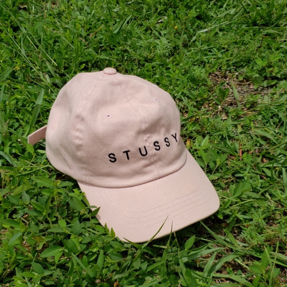 Mens Pink Stussy Strap Dad Hat